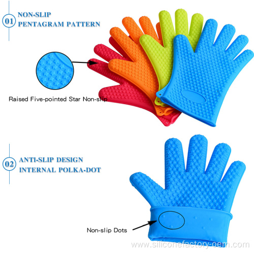 Multicolor Oven Baking Kitchen Silicone Gloves